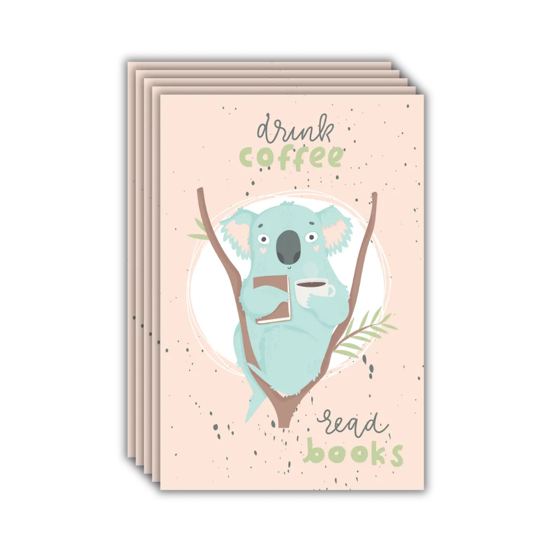 Drink Coffee Read Books Postcards - Four Bears Sticker Club