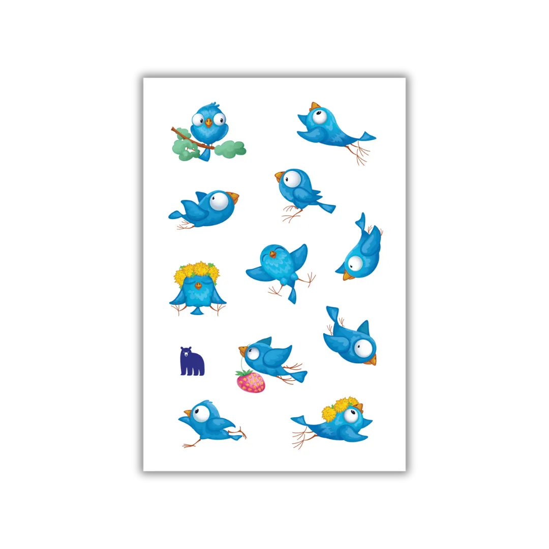 Puffy Blue Birds - Four Bears Sticker Club