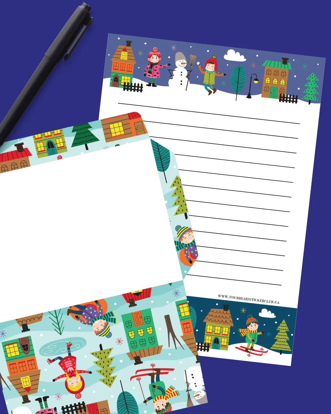 Winter Time Fun Stationery - Four Bears Sticker Club