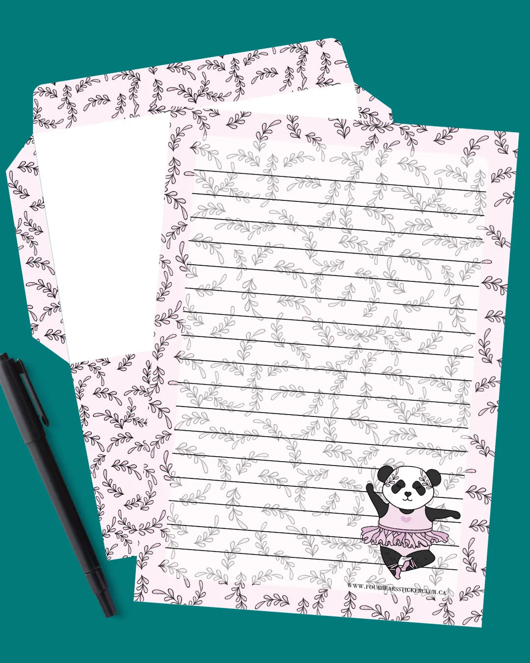 Panda Ballerina Stationery - Four Bears Sticker Club