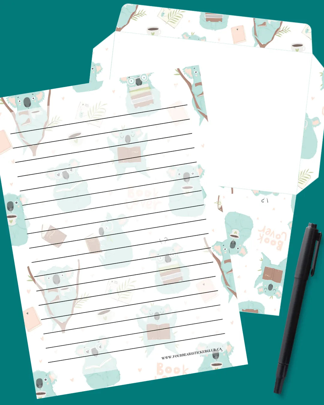 Reading Koala Stationery - Four Bears Sticker Club