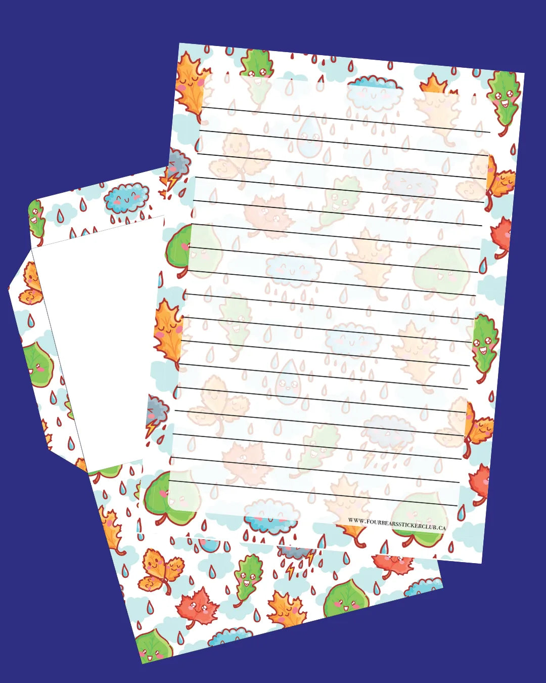 Cute Autumn Stationery - Four Bears Sticker Club