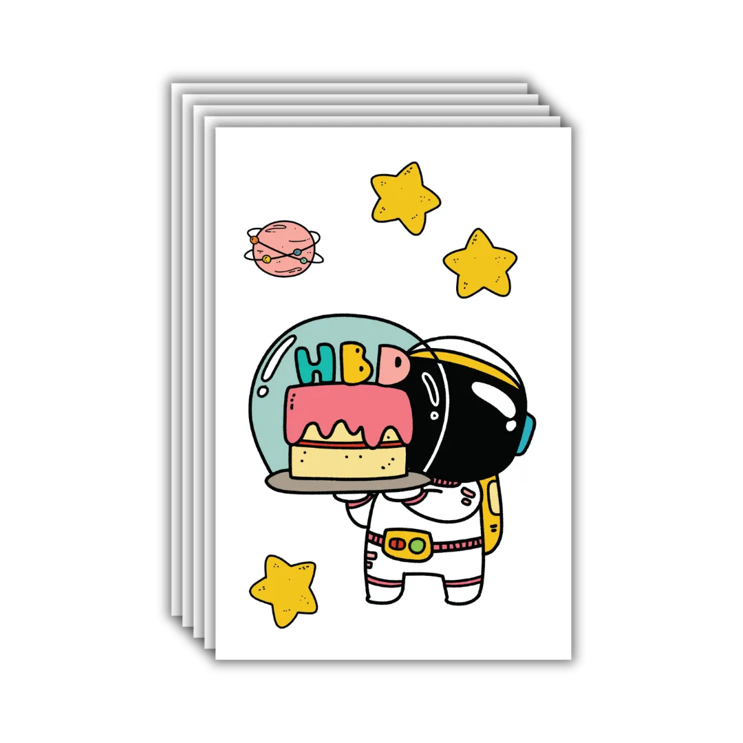 Birthday Astronaut Postcards - Four Bears Sticker Club