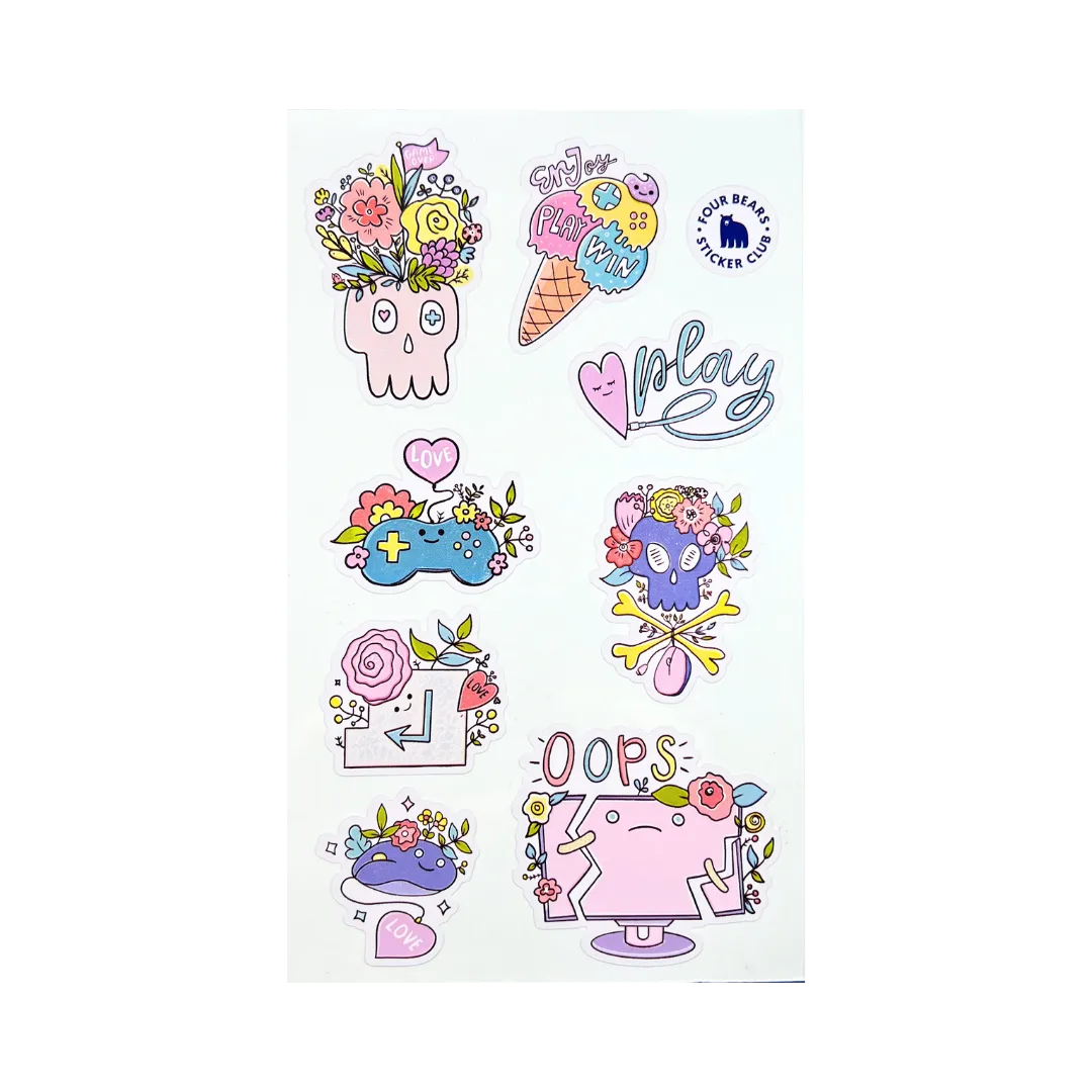 Floral Gamer - Four Bears Sticker Club