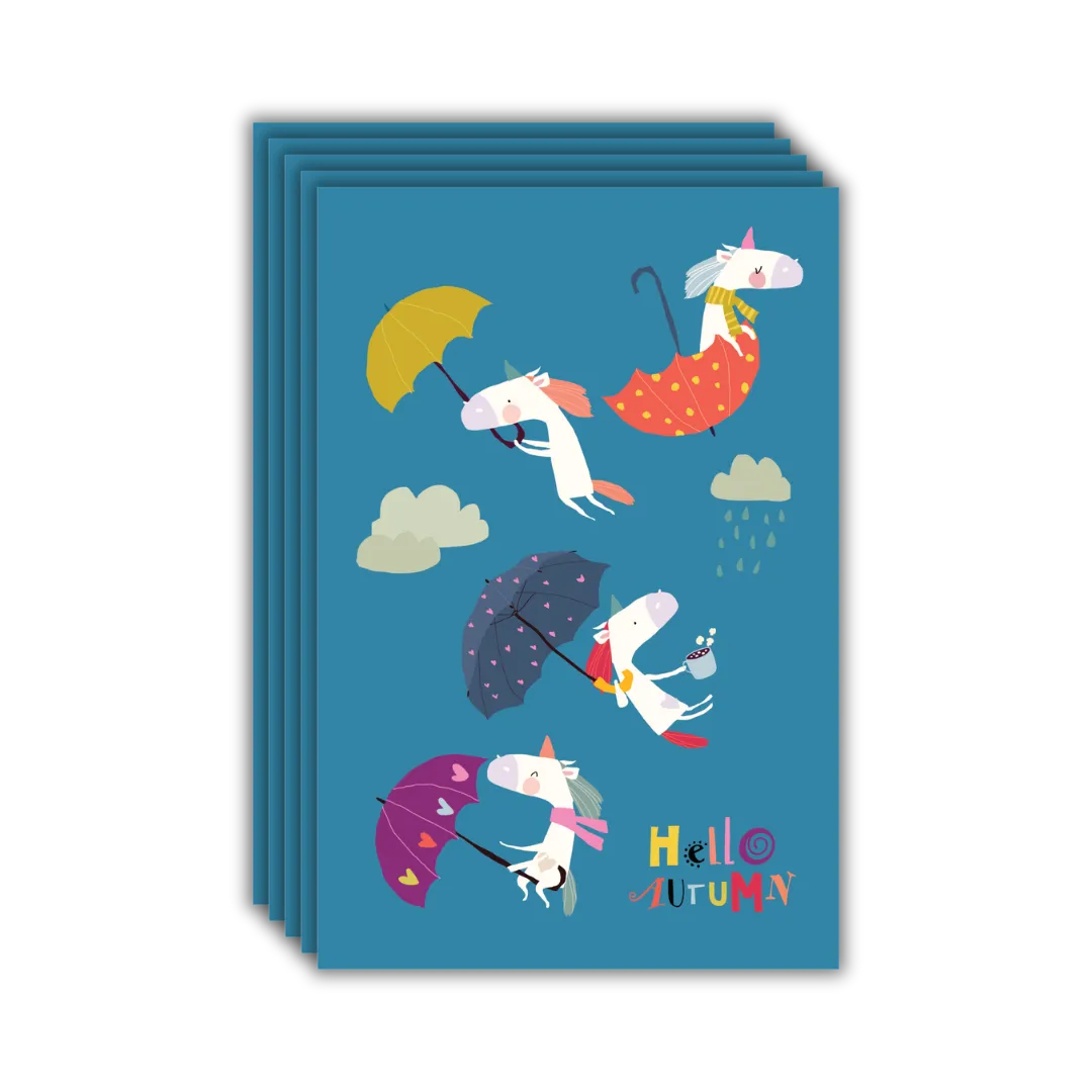 Autumn Unicorn Postcards - Four Bears Sticker Club