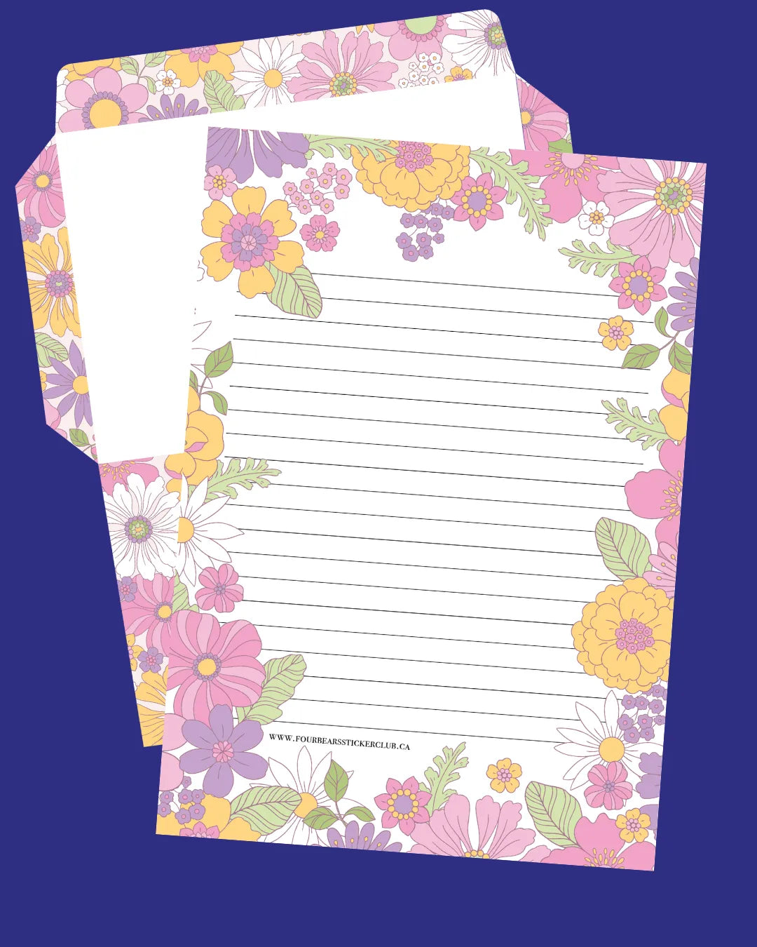 Pretty Floral Stationery - Four Bears Sticker Club