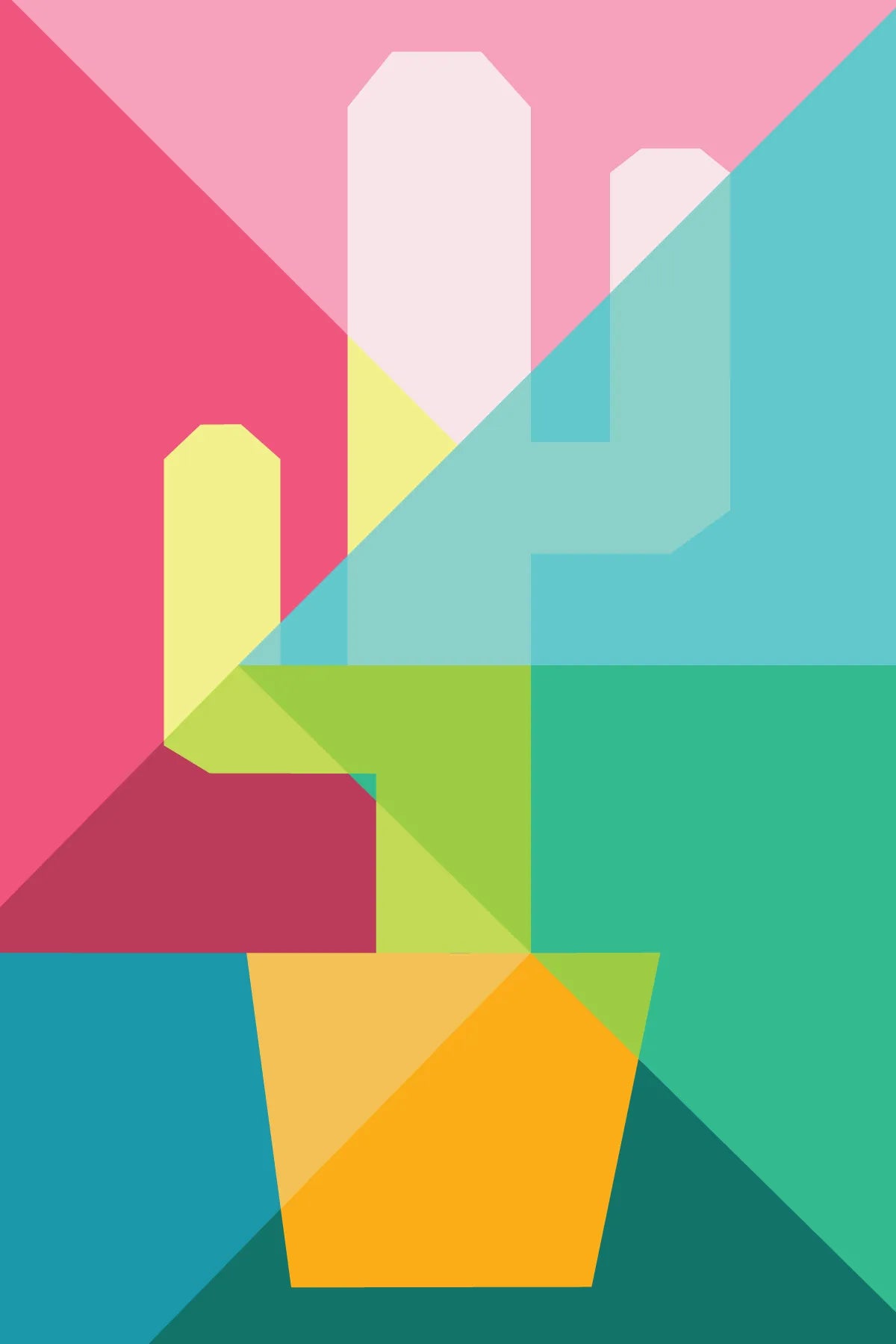 Geometric Cactus Postcards - Four Bears Sticker Club