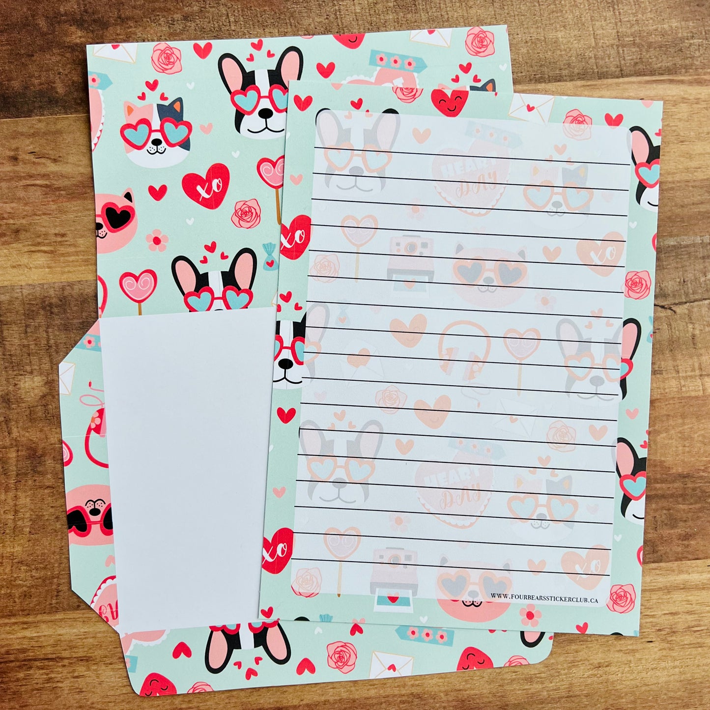 Puppy Love Stationery - Four Bears Sticker Club