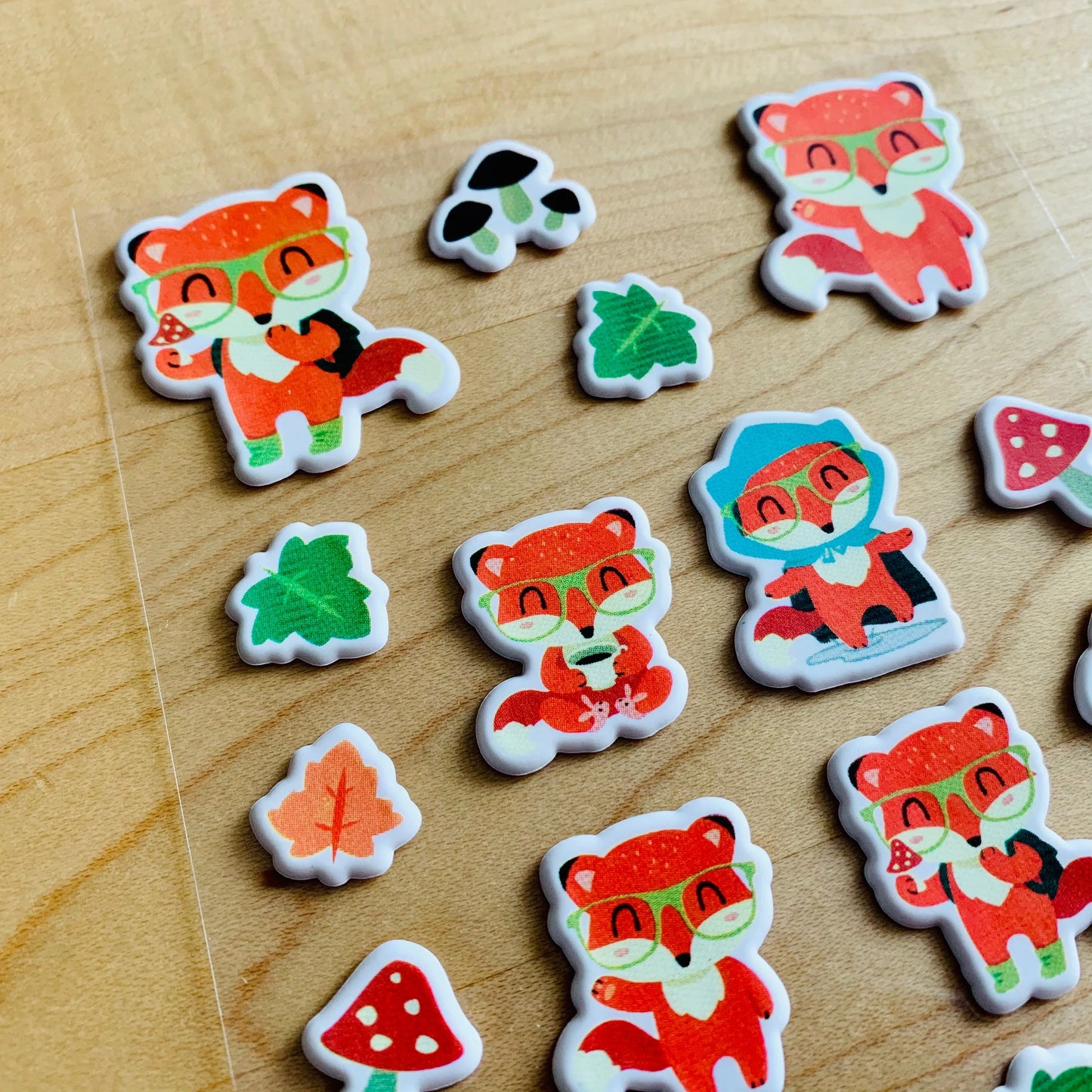 Puffy Autumn Foxes - Four Bears Sticker Club