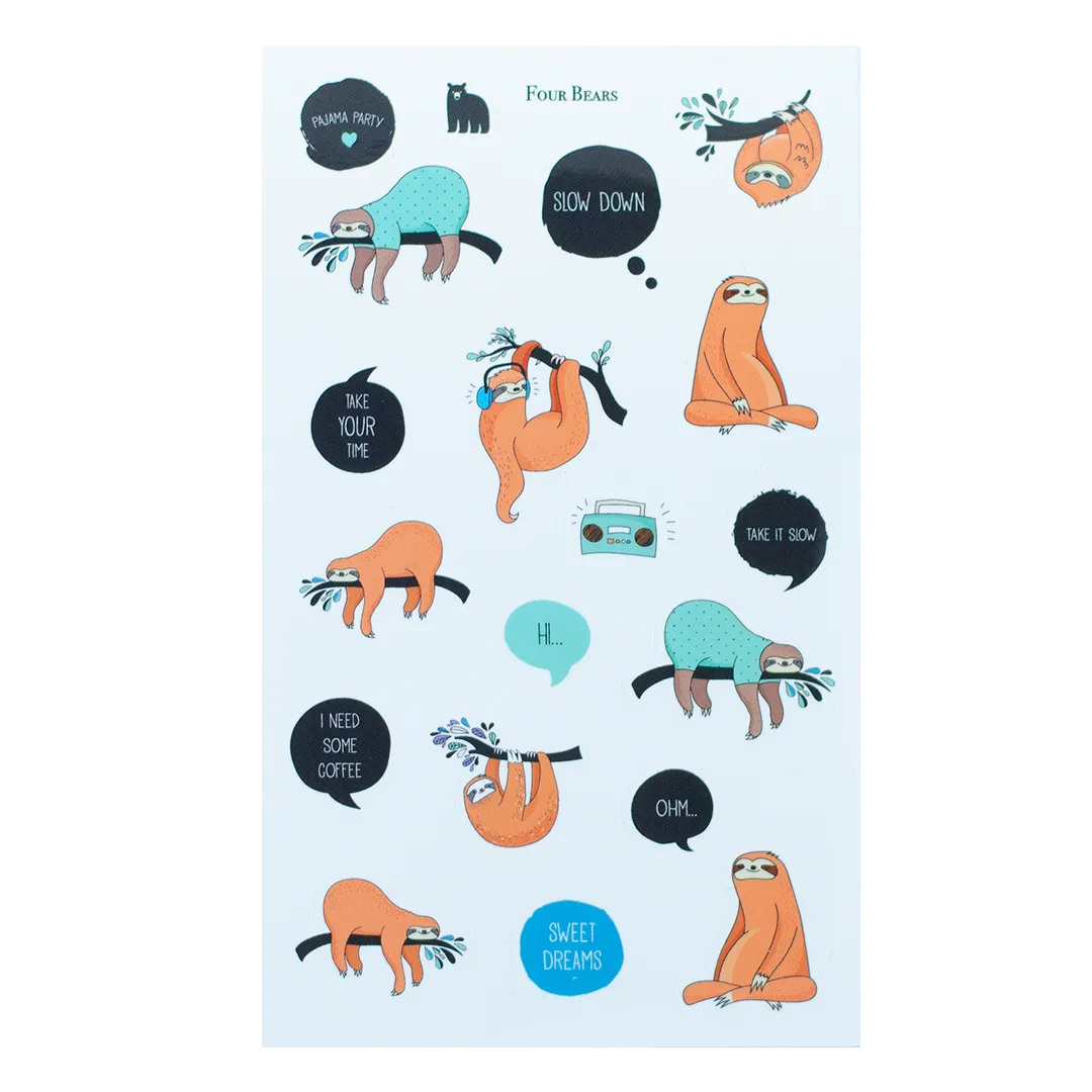 Pyjama Party Sloths - Four Bears Sticker Club