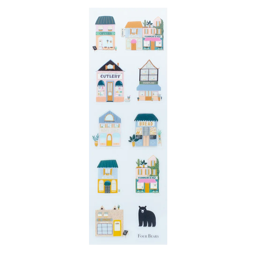 Village Houses - Four Bears Sticker Club