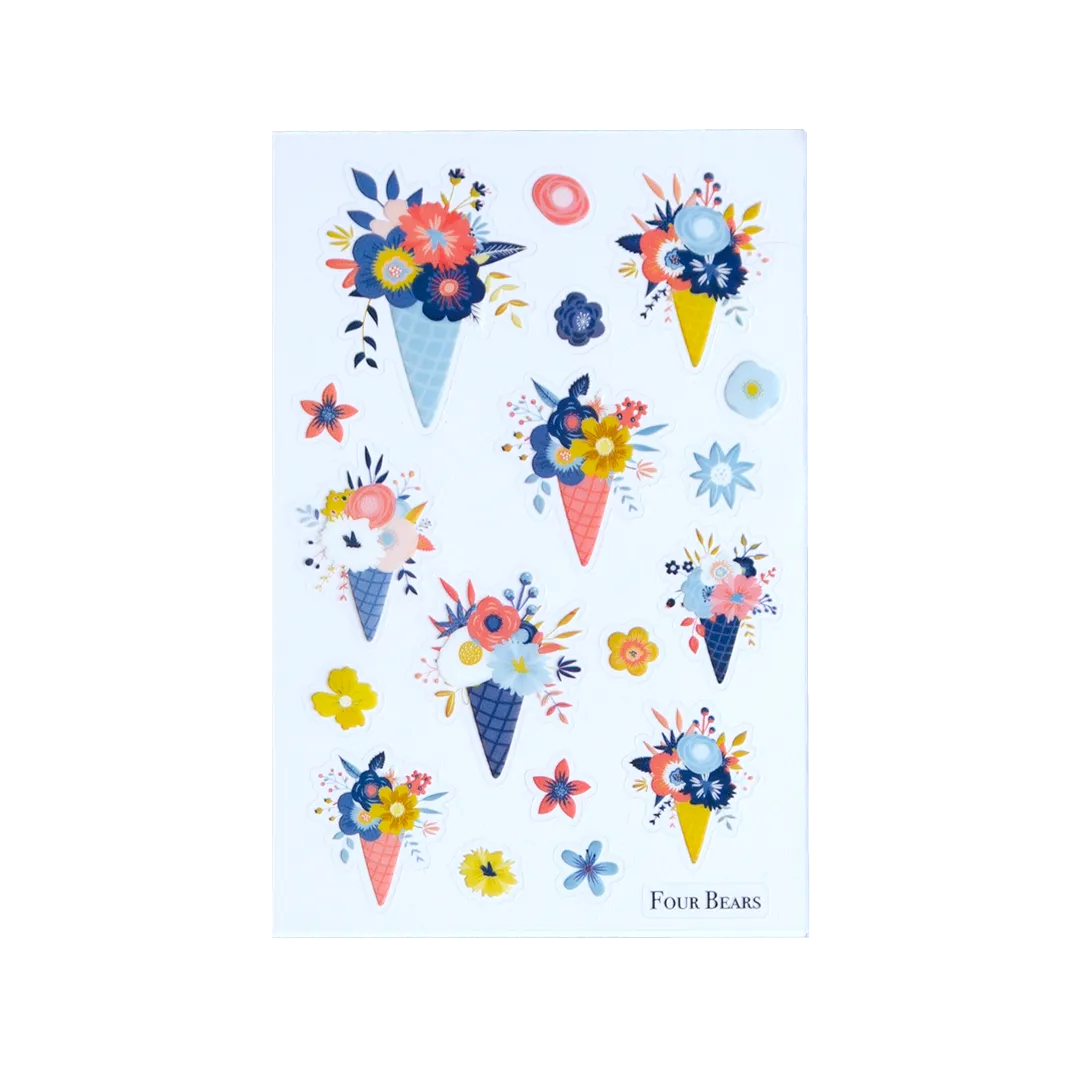 Floral Cones - Four Bears Sticker Club