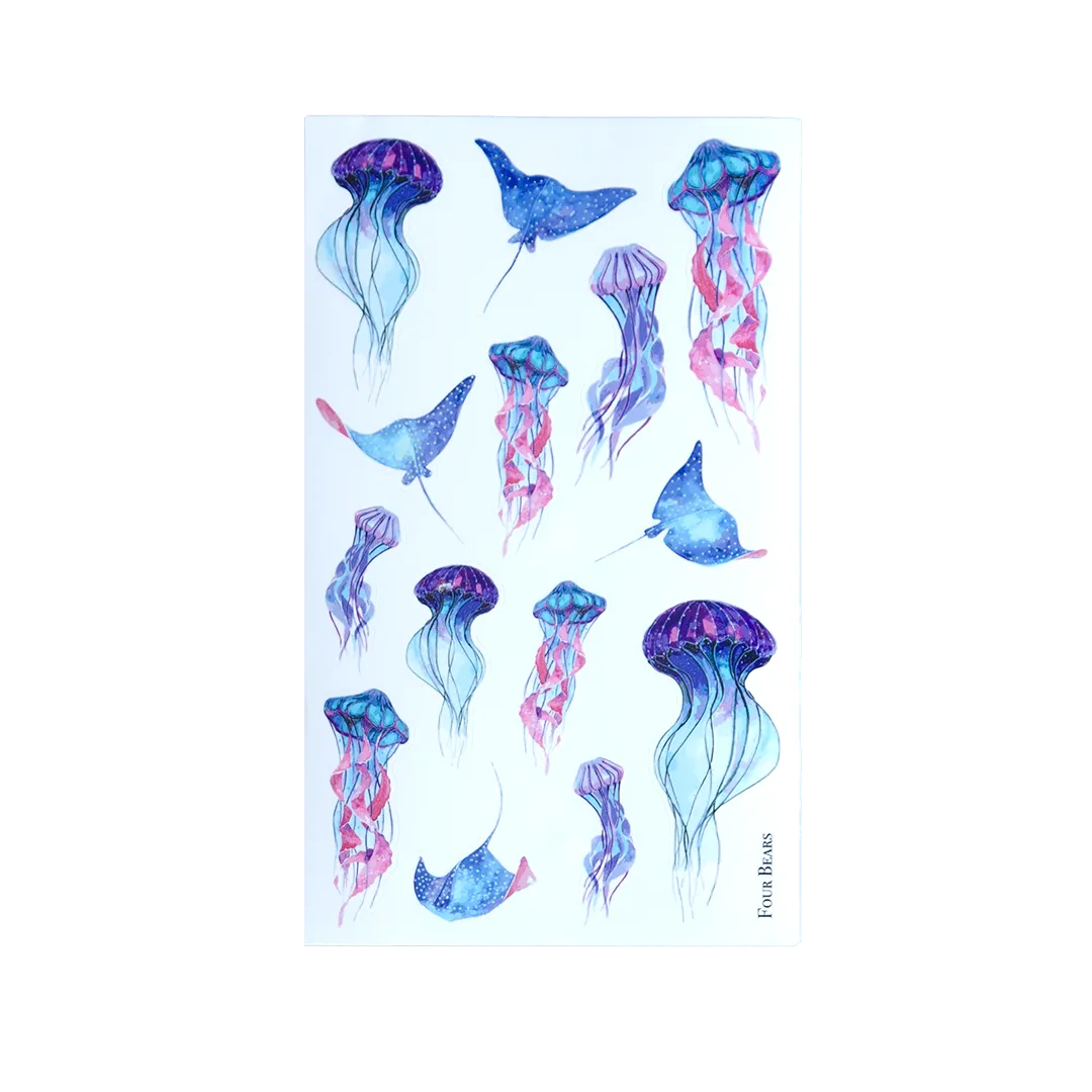 Watercolour Jellyfish - Four Bears Sticker Club