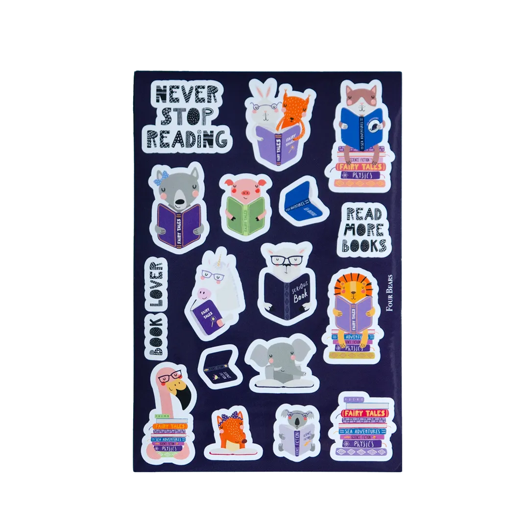 Never Stop Reading - Four Bears Sticker Club