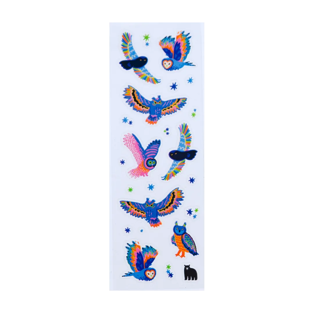 Night Rainbow Owls - Four Bears Sticker Club