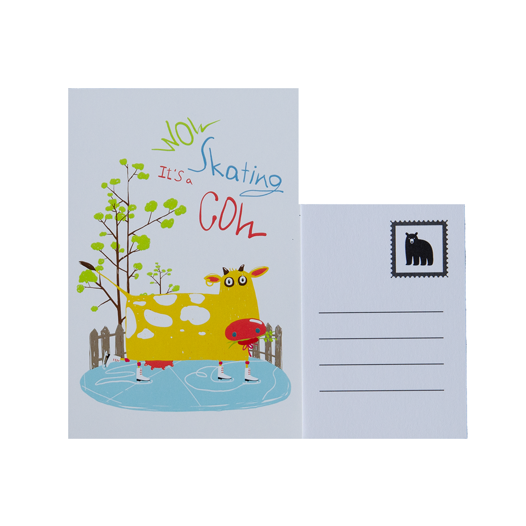 Skating Cow Postcards