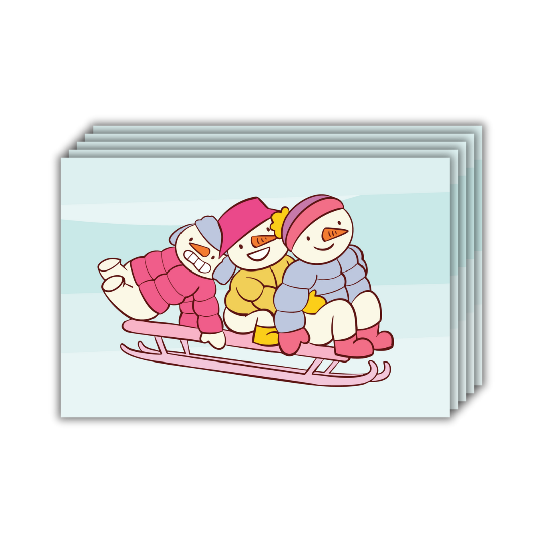 Sledding Snowmen Postcards