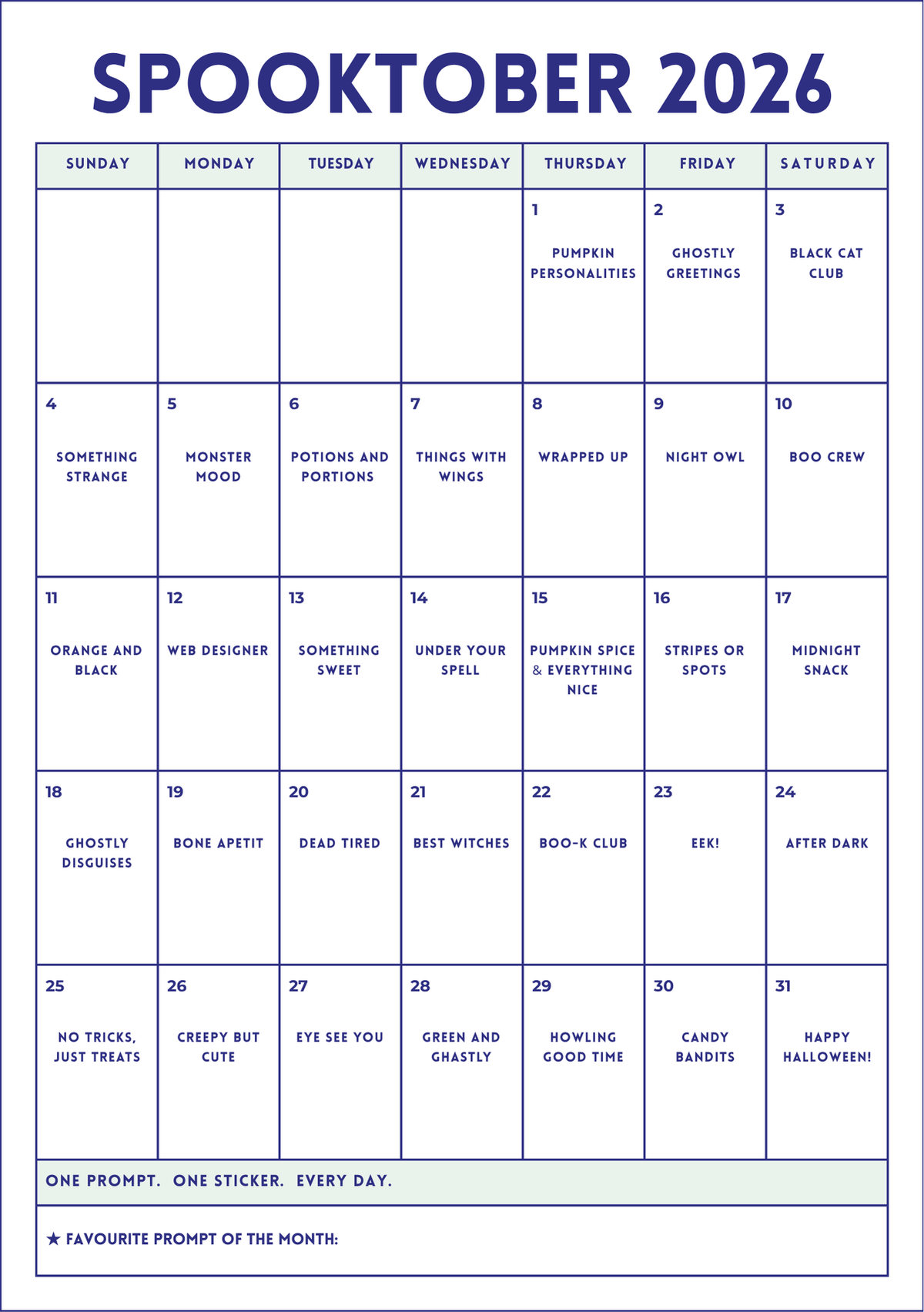 Sticker Challenge Calendar