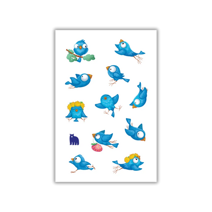 Puffy Blue Birds - Four Bears Sticker Club