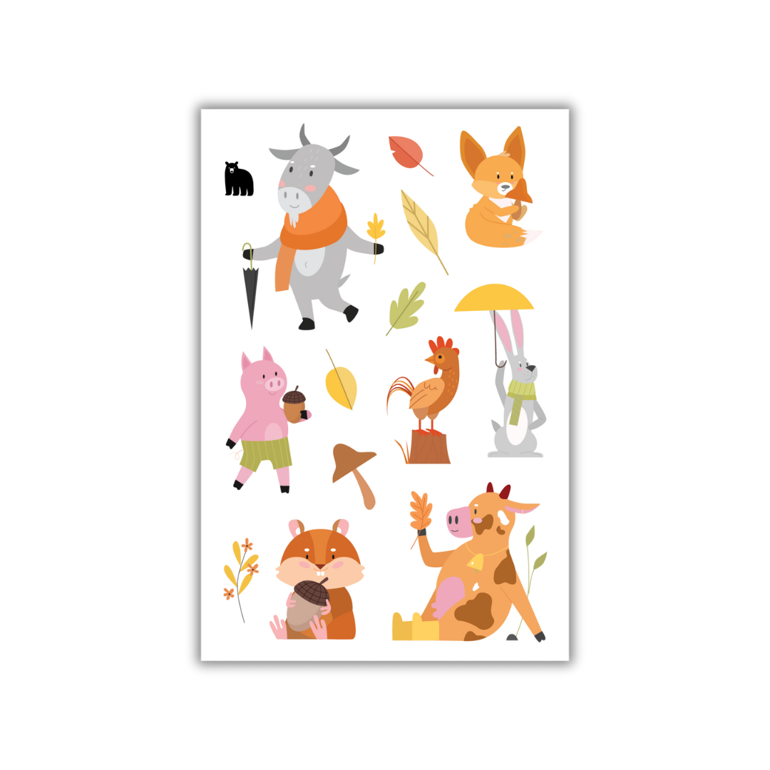 Fall Farm Stickers Fall Farm Animals – Four Bears Sticker Club