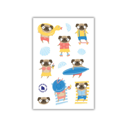 Summer Pugs - Four Bears Sticker Club