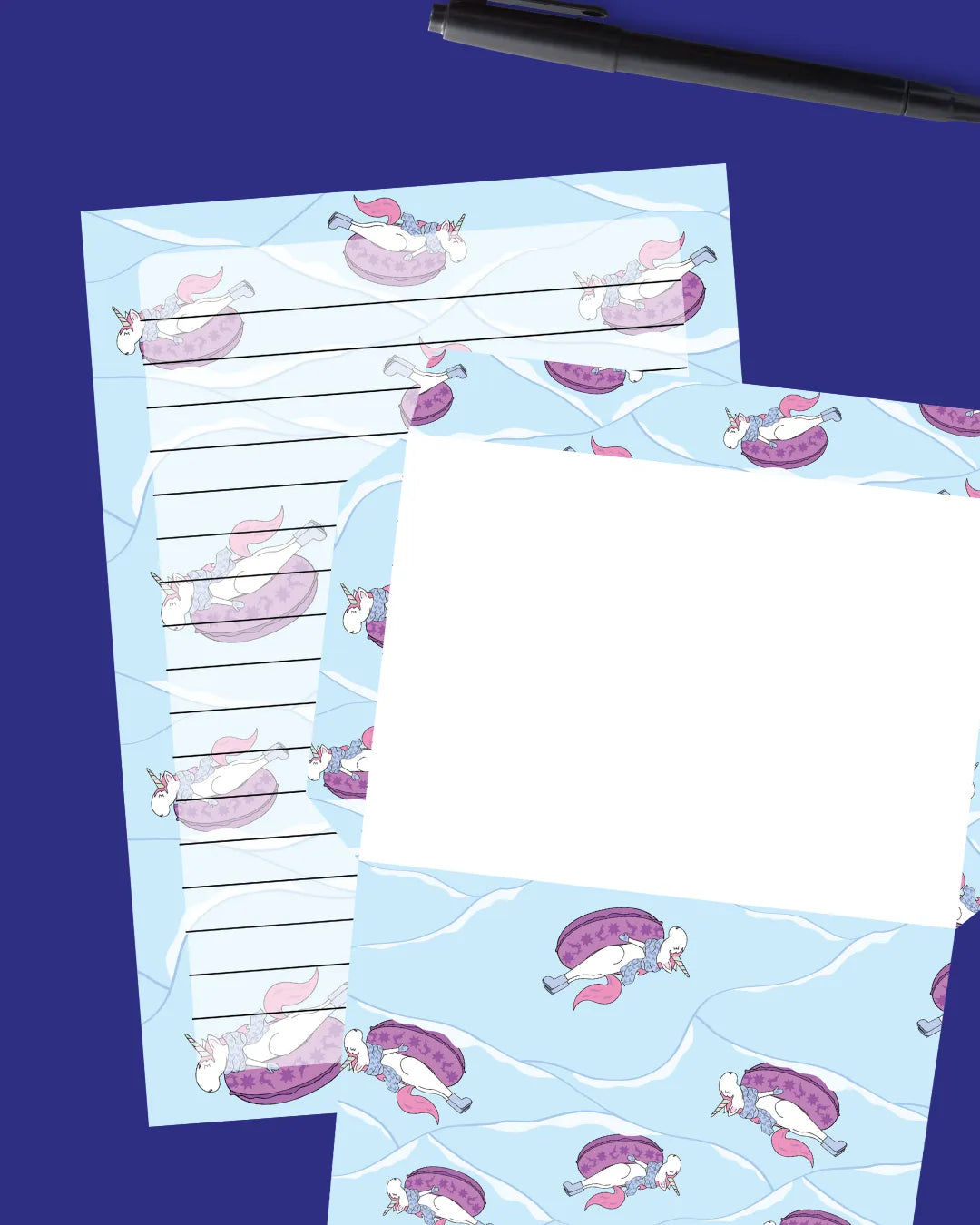 Winter Unicorn Stationery - Four Bears Sticker Club