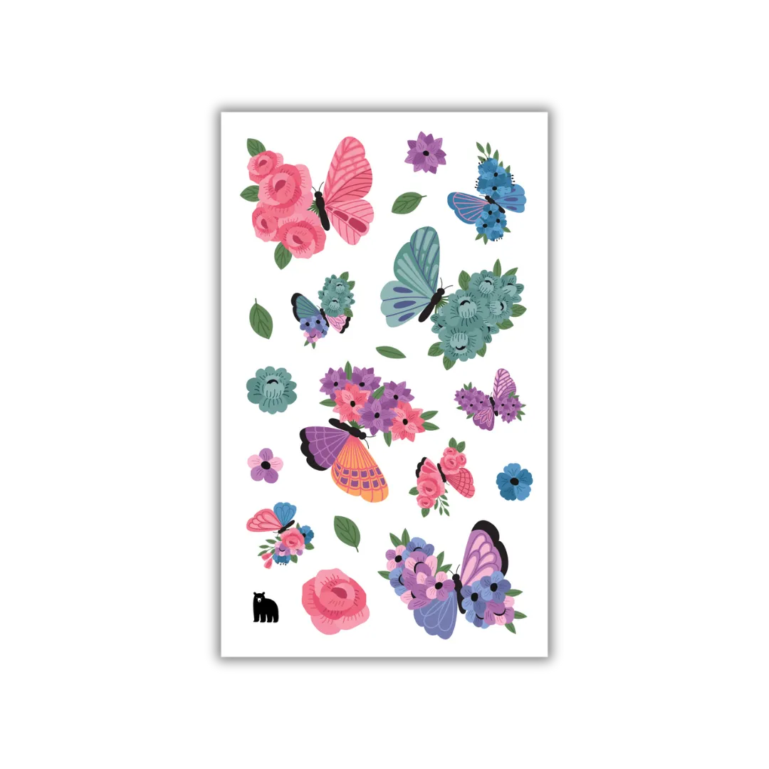 Floral Butterflies - Four Bears Sticker Club
