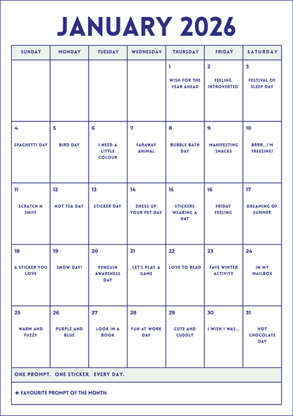 Sticker Challenge Calendar