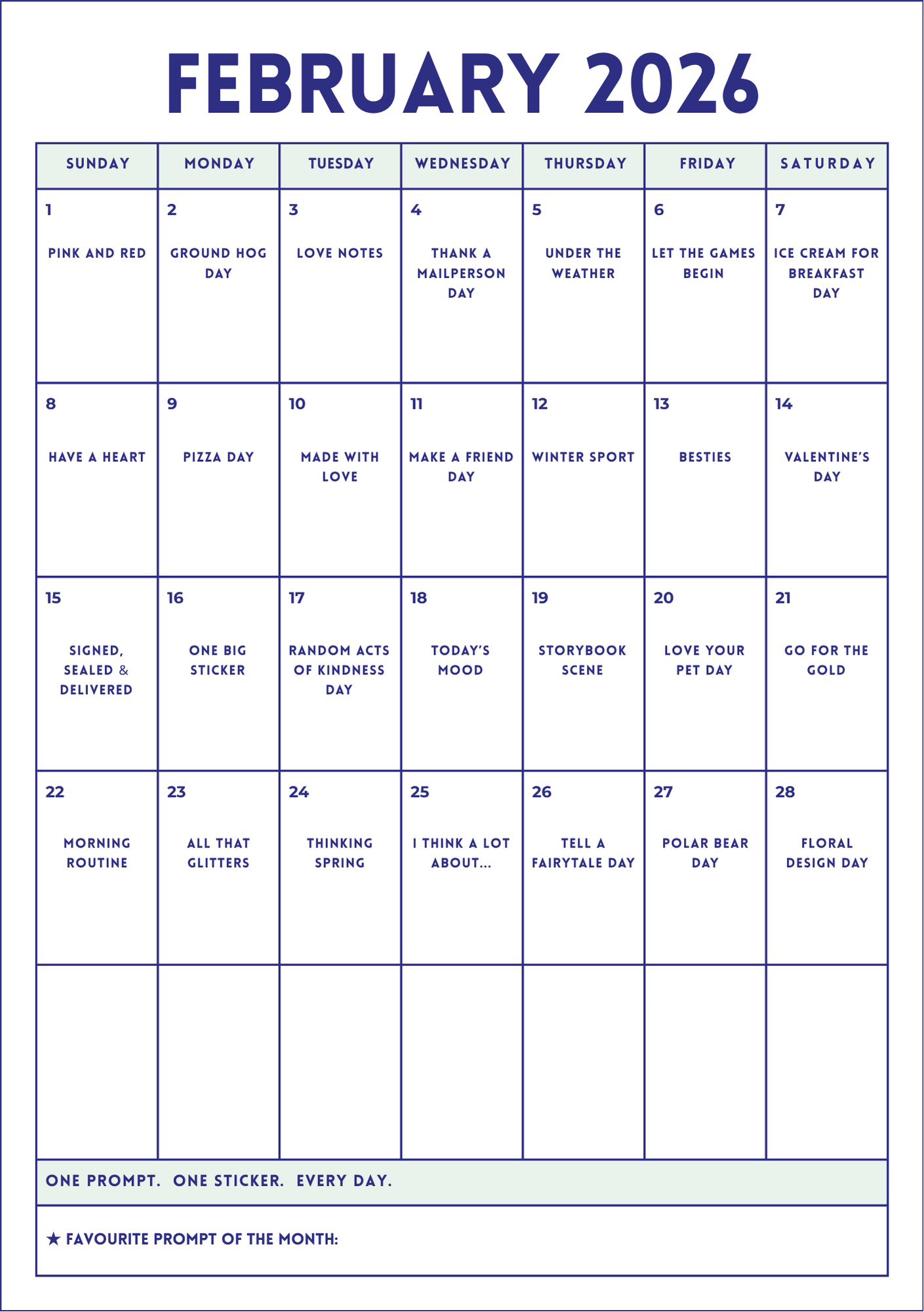 Sticker Challenge Calendar