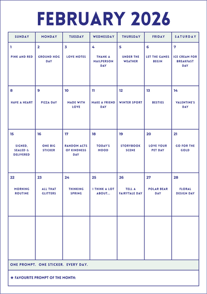 Sticker Challenge Calendar