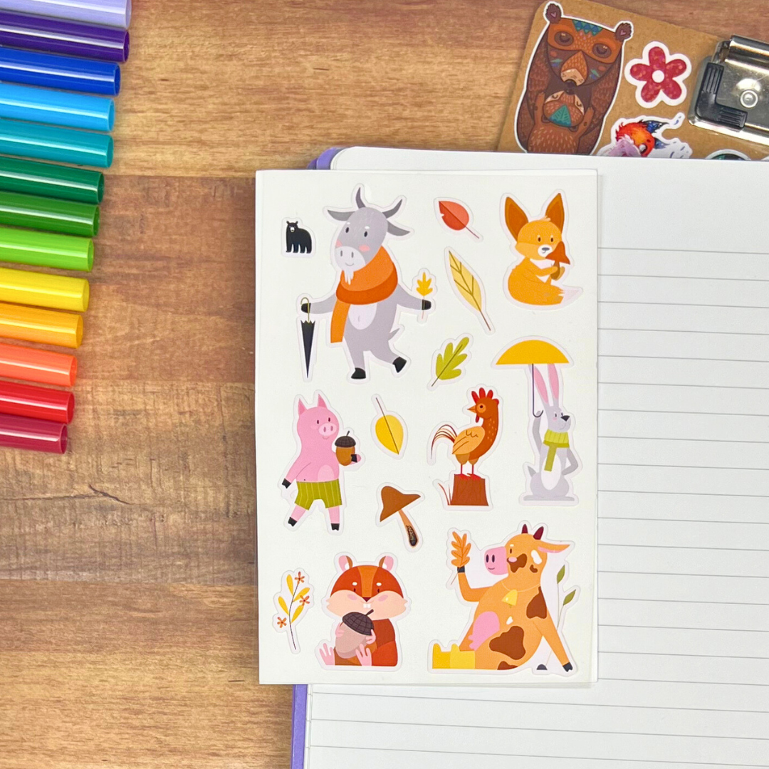 Fall Farm Stickers Fall Farm Animals – Four Bears Sticker Club