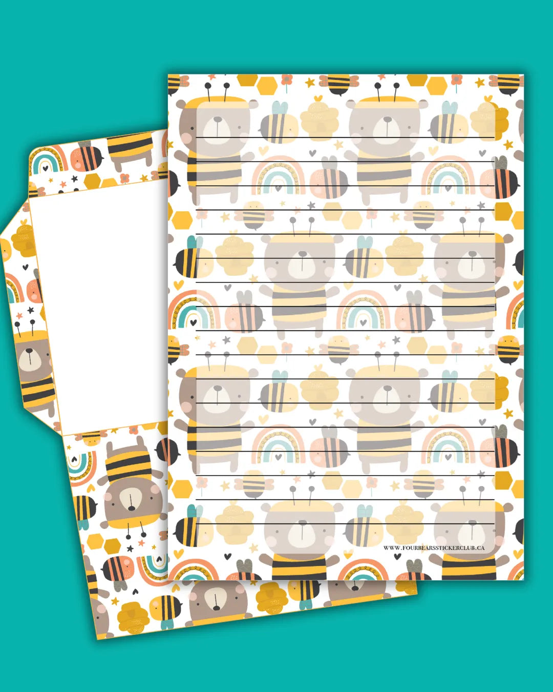 Honey Bear Stationery - Four Bears Sticker Club