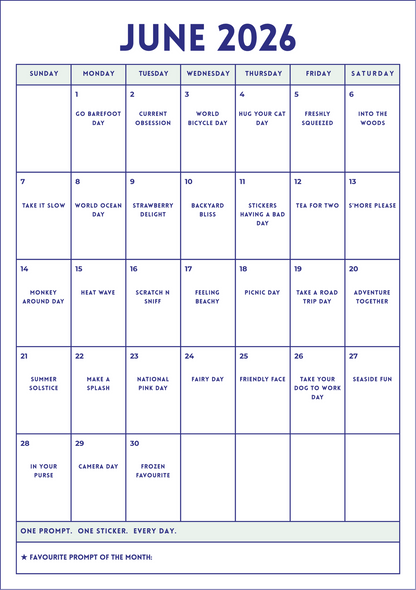 Sticker Challenge Calendar
