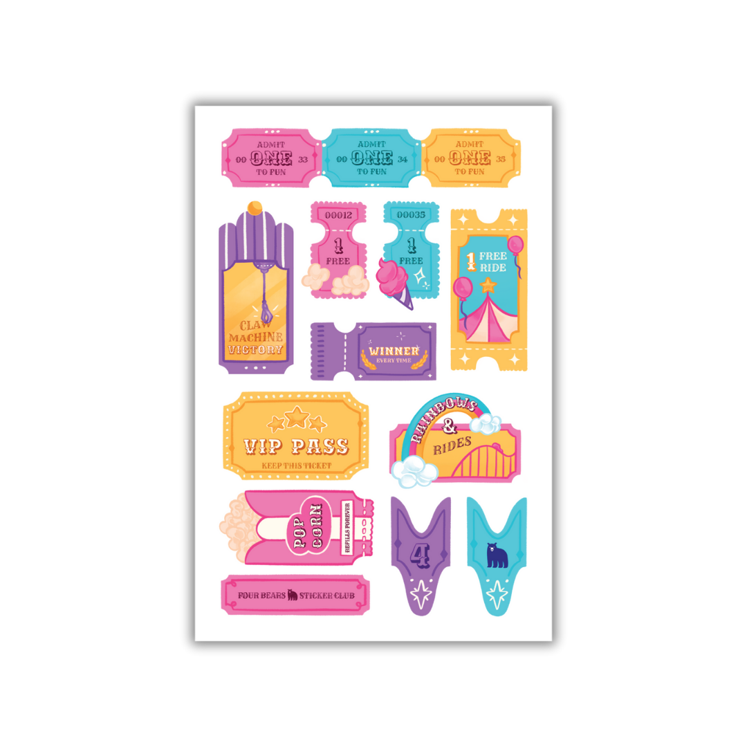 Admit One To Fun – Four Bears Sticker Club
