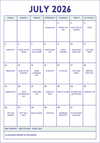 Sticker Challenge Calendar
