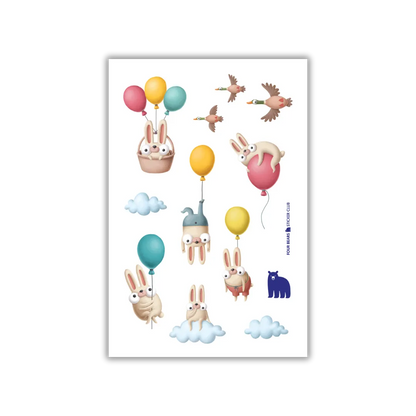 Bunny Balloons - Four Bears Sticker Club