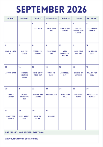 Sticker Challenge Calendar