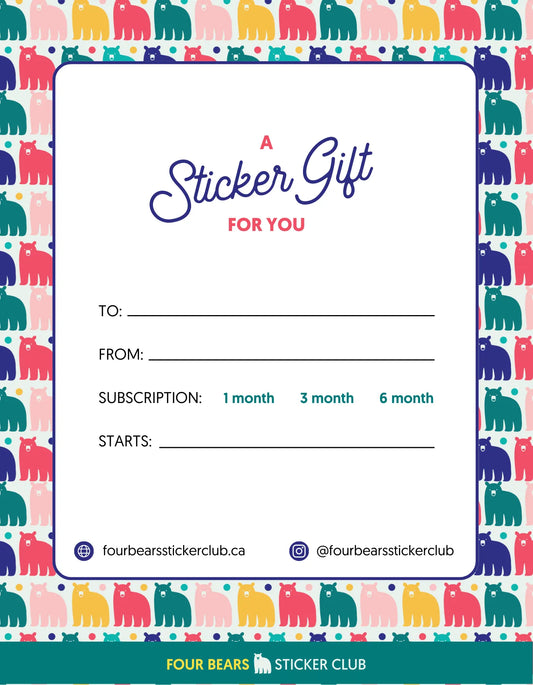 Gift Certificate Printable - Four Bears Sticker Club