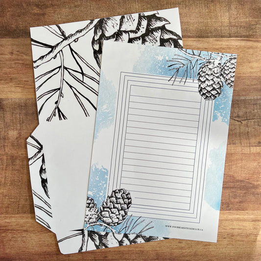 Winter Pine Stationery - Four Bears Sticker Club