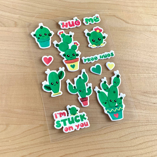 Puffy Cactus Hug - Four Bears Sticker Club