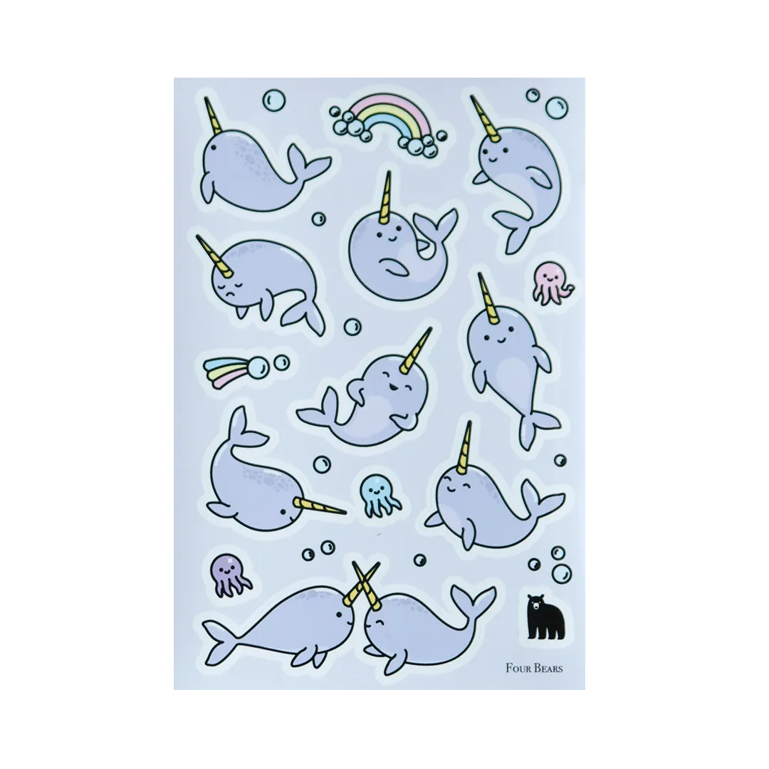 Playful Narwhals - Four Bears Sticker Club