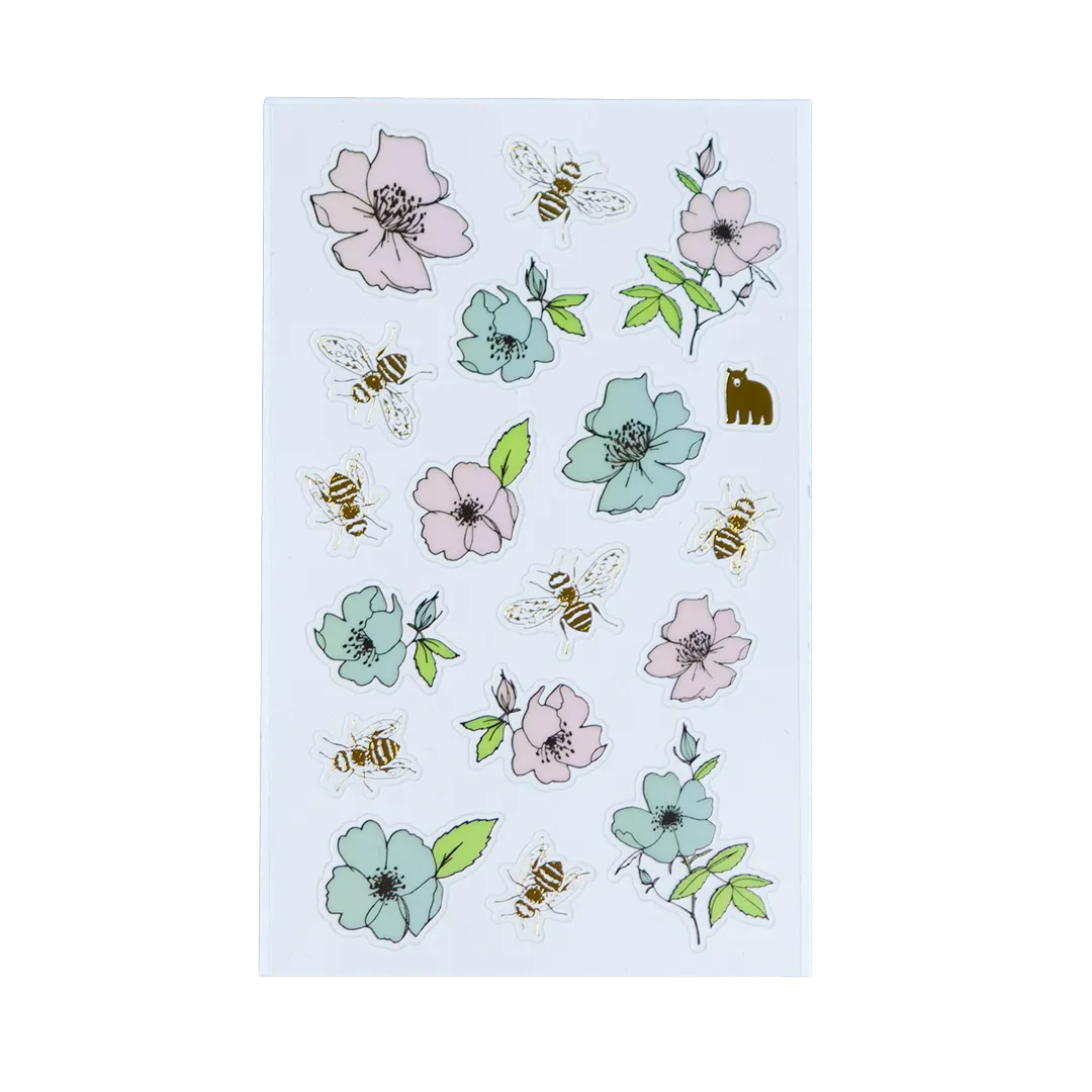 Wild Rose and Bees - Four Bears Sticker Club