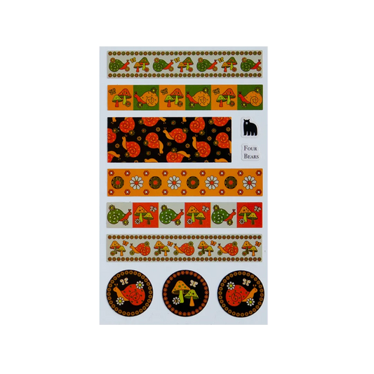 Snail and 'Shroom Washi Strips - Four Bears Sticker Club
