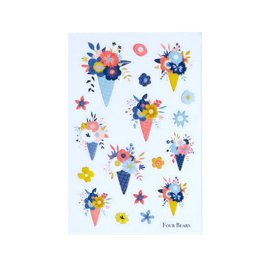 Floral Cones - Four Bears Sticker Club
