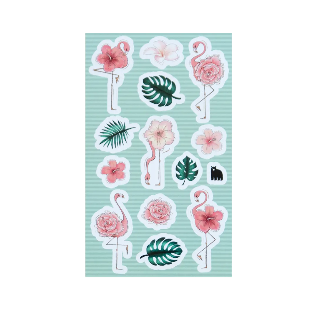 Floral Flamingos - Four Bears Sticker Club