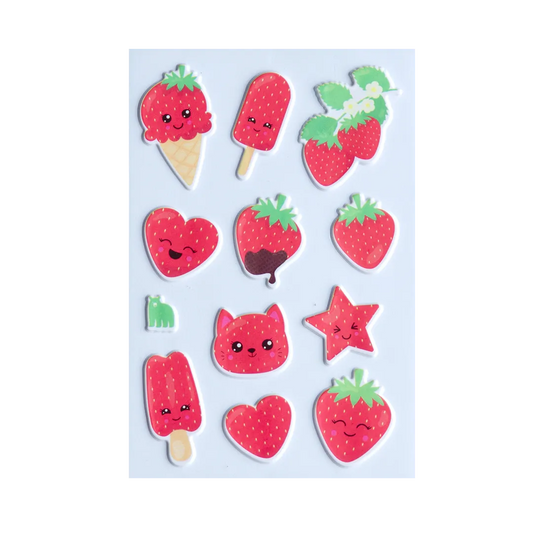 Puffy Strawberries - Four Bears Sticker Club