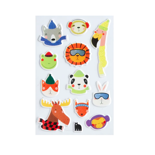 Puffy Winter Animals - Four Bears Sticker Club
